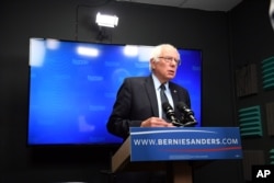 Democratic presidential candidate Bernie Sanders prepares to speak for a video to supporters at Polaris Mediaworks in Burlington, Vermont, June 16, 2016.