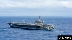 U.S. President Donald Trump has pledged to stop North Korea’s stated plans to develop a nuclear missile capable of reaching the United States. The U.S. Navy recently sent a strike group, led by the USS Carl Vinson aircraft carrier, to waters near the Korean Peninsula as a show of force to North Korea.