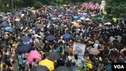 资料照片：香港民众的一次“反送中”抗议集会。(2019年9月8日)