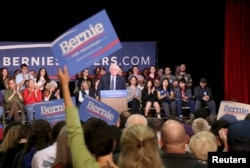 Democratic presidential candidate and Senator Bernie Sanders speaks during a campaign town hall meeting at Pinkerton Academy in Derry, New Hampshire, Oct. 30, 2015.