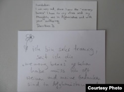 A written Feedback from the Memory-Boxes-Exhibition in Frankfurt, June 27, 2018. (Photo: Memory Box Project)