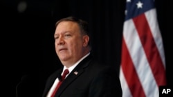 U.S. Secretary of State Mike Pompeo speaks at an Economic Club of Detroit luncheon in Detroit, June 18, 2018.
