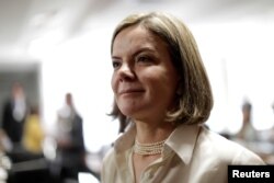 Senator Gleisi Hoffmann attends a meeting of the Brazilian Federal Senate in Brasilia, Brazil, June 20, 2017.