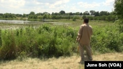 Iraqi artist Ahmad Alkarkhi paints a landscape at a park near his home in Riverdale, Maryland.