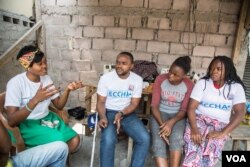 Members of the Citizens' Commitment for Change gather to discuss the December election. The non-partisan pro-democracy youth group has staged several protests to demand transparency and better governance. (C. Oduah/VOA)