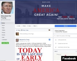 Screenshot of Maryland for Trump Facebook page.