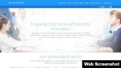 A view of BenevolentAI's home page.