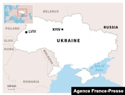 Ramani ya Ukraine ikionyesha iliko Lviv.
