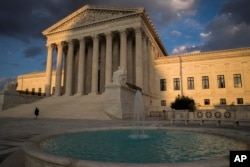 The Supreme Court building in Washington at sunset, Oct. 10, 2017.