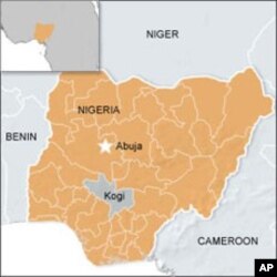 A map showing Kogi state in Nigeria, where more than 100 inmates escaped from prison