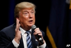 Republican presidential candidate Donald Trump speaks during a campaign stop, Feb. 16, 2016, in Beaufort, S.C.
