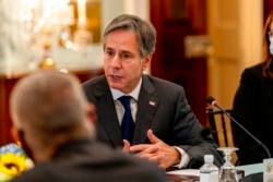 FILE - Secretary of State Antony Blinken speaks during a meeting at the State Department in Washington, Oct. 13, 2021.