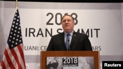 U.S. Secretary of State Mike Pompeo speaks during the United Against Nuclear Iran Summit on the sidelines of the U.N. General Assembly in New York, Sept. 25, 2018.