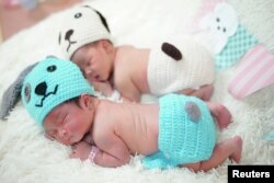 In this 2017 photo, newborn babies wearing dog costumes to celebrate the New Year of the Dog in Bangkok, Thailand.