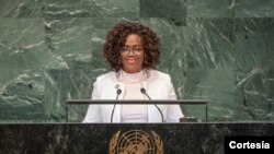 La vicepresidenta y canciller de Costa Rica, Epsy Campbe, se dirige a la Asamblea General de la ONU. Septiembre 27, 2018.