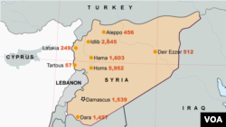 Protestor Deaths Across Syria (click to enlarge)