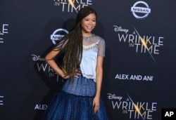Storm Reid arrives at the world premiere of "A Wrinkle in Time" in Los Angeles, Feb. 26, 2018.