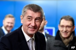 Czech Republic's Prime Minister Andrej Babis arrives for the Visegrad Group meeting in Brussels, Belgium, Dec. 14, 2017