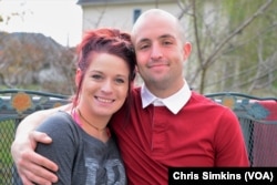 Josh Bell, seen here with his girlfriend, Brianna Fauley, in Loudoun County, Va., Nov. 6, 2017, is a recovering opioid addict. He became addicted to heroin soon after being given powerful pain pills at the emergency room after he hurt his neck in a car accident.