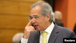 Economist Paulo Guedes is seen before a lunch between businessmen and Jair Bolsonaro, a candidate for the Presidency of the Republic for the PSL, at the Federation of Industries of Rio de Janeiro (FIRJAN) headquarters in Rio de Janeiro, Aug. 6, 2018.