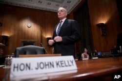Homeland Security Secretary John Kelly appears before the Senate Homeland Security and Governmental Affairs Committee to advance President Donald Trump's border security agenda, on Capitol Hill in Washington, April 5, 2017.
