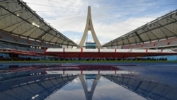 A view of the Morodok Techo National Stadium, funded by China's grant aid under its Belt and Road Initiative, is seen during the stadium's handover ceremony in Phnom Penh on Sept. 12, 2021.