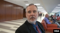 Scott McLarty, Green Party national spokesman, says the Greens are "a party that stands up for economic justice and human rights," Aug. 5, 2016. (G. Flakus/VOA)