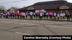 Outside Planned Parenthood clinics across the U.S. Saturday, anti-abortion rights protesters gathered, calling for to end federal funding to the organization. They were met in many locations by counterprotesters, including Evansville, Indiana, where an estimated 130 supporters turned out and 60 opponents.