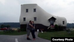 The Haines Shoe House in Pennsylvania was a guest house that suggested the nursery rhyme beginning, “There was an old lady who lived in a shoe." (lemonhalf, Flickr Creative Commons)