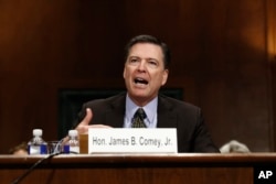 FBI Director James Comey testifies on Capitol Hill in Washington, May 3, 2017, before the Senate Judiciary Committee hearing: "Oversight of the Federal Bureau of Investigation."