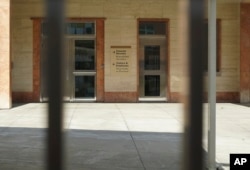 FILE - The consular services office of the U.S. consulate is seen with its gates closed, in Istanbul, Turkey, Oct. 9, 2017.