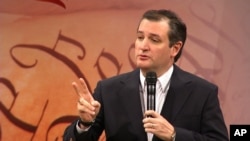 Republican presidential candidate Ted Cruz of Texas speaks at a candidates forum in Spartanburg, S.C., Feb. 17, 2016. He urged his supporters to stay motivated after his third-place finish in Nevada.
