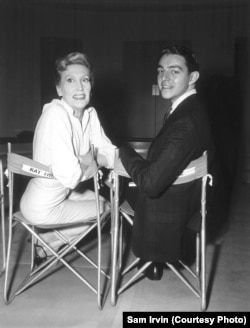 Kay Thompson and Hilary Knight on the set of Funny Face, 1956.