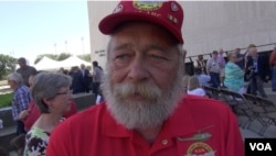 Edward Zielinski, who flew helicopters in Vietnam in 1969 and 1970, was upset by Kerry’s presence. (G. Flakus/VOA)