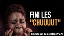 L’une des photos d’affiche du documentaire intitulé "les prisonnières du silence", sur les viols et abus sexuels sur les filles et femmes au Cameroun, le 3mars 2019. (VOA/Emmanuel Jules Ntap)