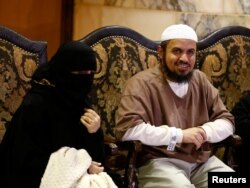 A released Yemeni detainee sits next to a family member after his arrival in Riyadh, Saudi Arabia, Jan. 5, 2017.