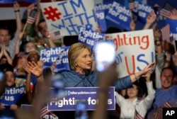 Democratic presidential candidate Hillary Clinton speaks during a rally in West Palm Beach, Florida, March 15, 2016.