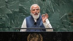India's Prime Minister Narendra Modi addresses the 76th Session of the U.N. General Assembly at United Nations headquarters in New York City, Sept. 25, 2021.