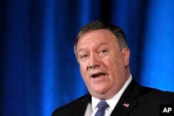 FILE - U.S. Secretary of State Mike Pompeo speaks to the Indo-Pacific Business Forum at the U.S. Chamber of Commerce, July 30, 2018, in Washington.