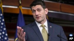 FILE - House Speaker Paul Ryan of Wisconsin talks to reporters on Capitol Hill in Washington, March 3, 2016. Ryan has been mentioned as a possible compromise candidate if the Republican party has no clear nominee by its convention in mid-July.