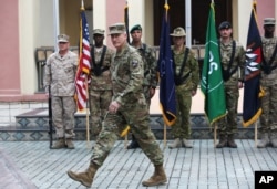 New Commander of Resolute Support forces and United States forces in Afghanistan, U.S. Army General John Nicholson takes part in a change of command ceremony in Kabul, March 2, 2016.