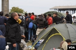 Many of the masses of refugees and other migrants from the Middle East and Africa, like these in Opatovac, Croatia, escaped extremist groups and are traveling in search of what they call just "normal lives." (Credit: Heather Murdock/VOA)