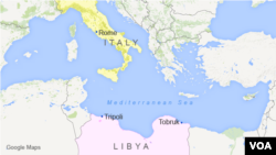 Map of Italy and Libya.