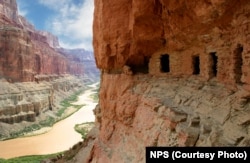 Prehistoric granaries along the Colorado River.