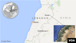 Map showing the location of Arsal, Lebanon