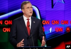 Jeb Bush speaks during the CNN Republican presidential debate at the Venetian Hotel & Casino on Tuesday, Dec. 15, 2015.