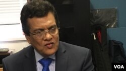 Wakkar Uddin, founding chairman of North America Rohingya Association and professor of agricultural science at Pennsylvania State University, pictured during a VOA interview. (VOA/Maddux)