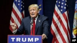 Republican presidential candidate Donald Trump speaks during a campaign rally April 6, 2016, in Bethpage, New York.