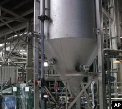 Calera's cement product separates from the water in large holding tanks