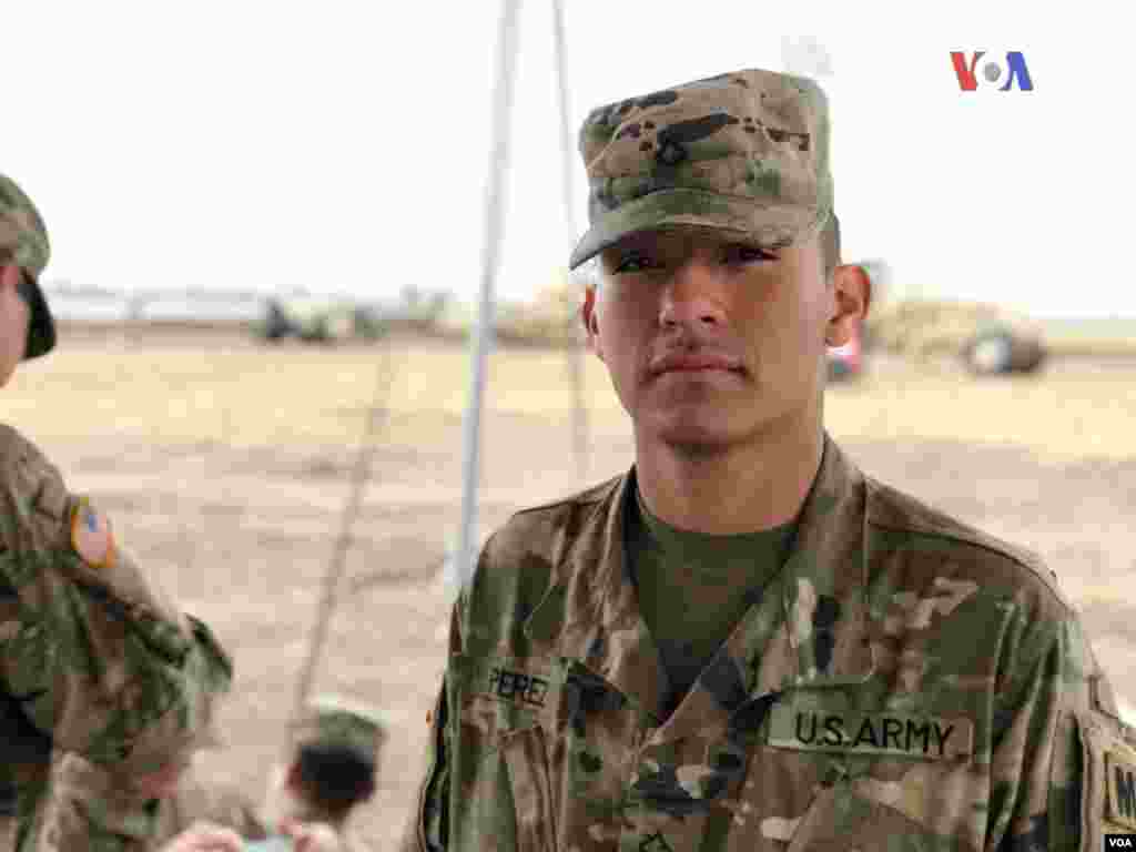 Soldier Daniel Pérez, 20, serves with the military police. The unit is part of the troops sent to South Texas to help the operation. &quot;I wanted to be in the Army to start a new future and a new story, and to do something better with my life and my family too,&quot; he said.